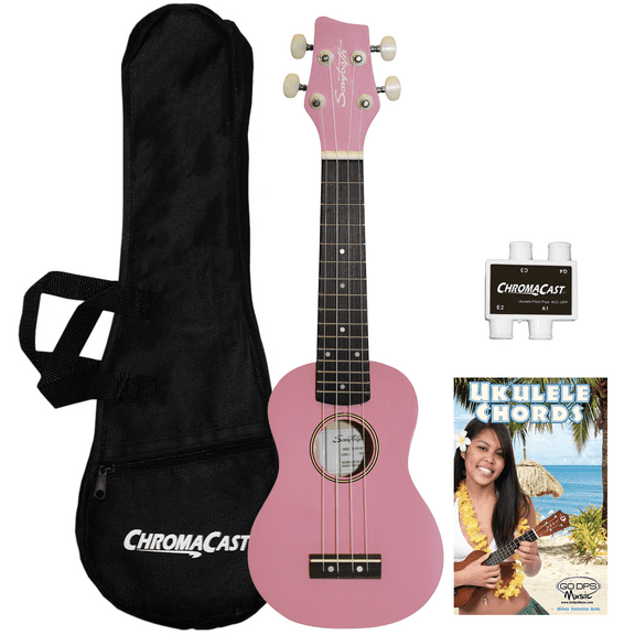 Sawtooth Basswood Soprano Ukulele, Pink, w/ Nylon Bag, Pitch Pipe & Quick Start Guide