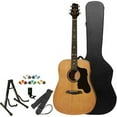 thumbnail image 1 of Sawtooth Beginner's Acoustic Dreadnought Guitar Kit with Custom Black Pickguard, Includes ChromaCast Hard Case and Accessories, Natural Finish, 1 of 10