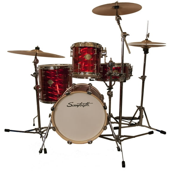 Sawtooth Command Series 4-Piece Drum Shell Pack with 16" Bass Drum, Red Mirror Metallic