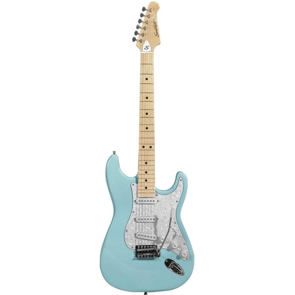 Sawtooth ES Series Electric Guitar, Daphne Blue with Pearloid White Pickguard
