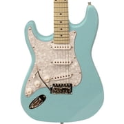 Sawtooth ES Series Left-Handed Electric Guitar, Daphne Blue with Pearl Pickguard