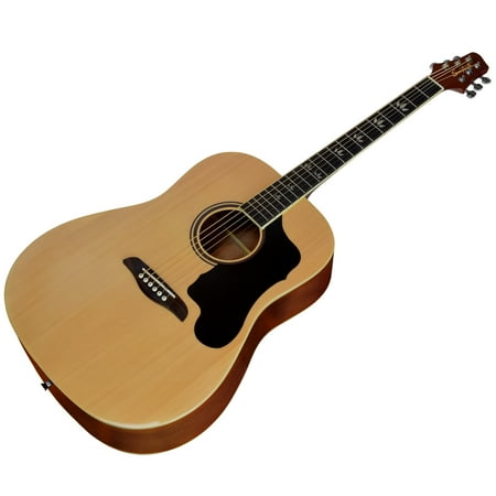 Learn To Play Sawtooth Acoustic Guitar with D’Addario Strings and Chromacast Stand, Picks, Capo, Strap, Case, and Free Online Lesson – Dreadnought Folk Guitar