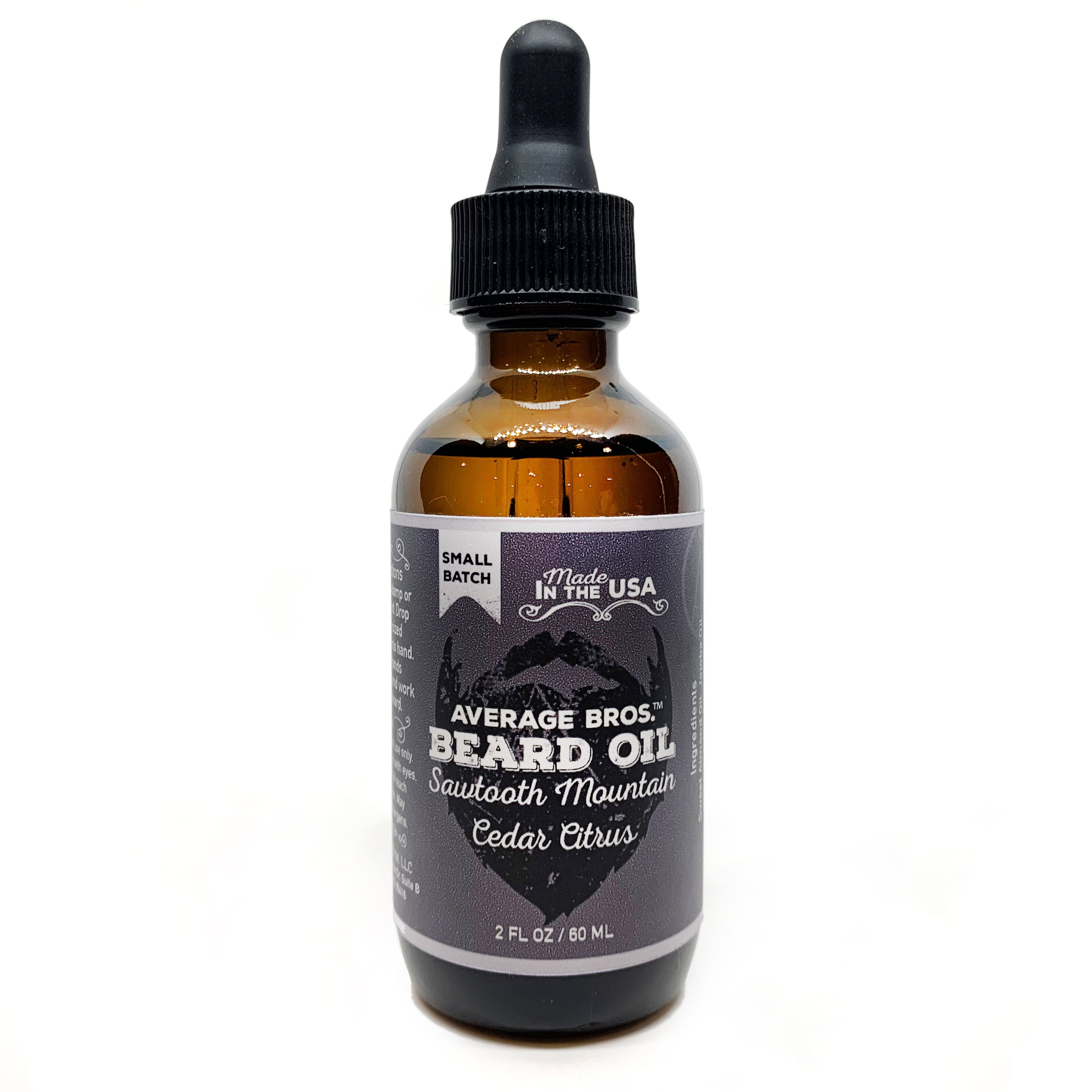 Average Bros Beard Oil, Sawtooth Mountain Cedar Citrus, Hydrating Formula, 2 fl oz.