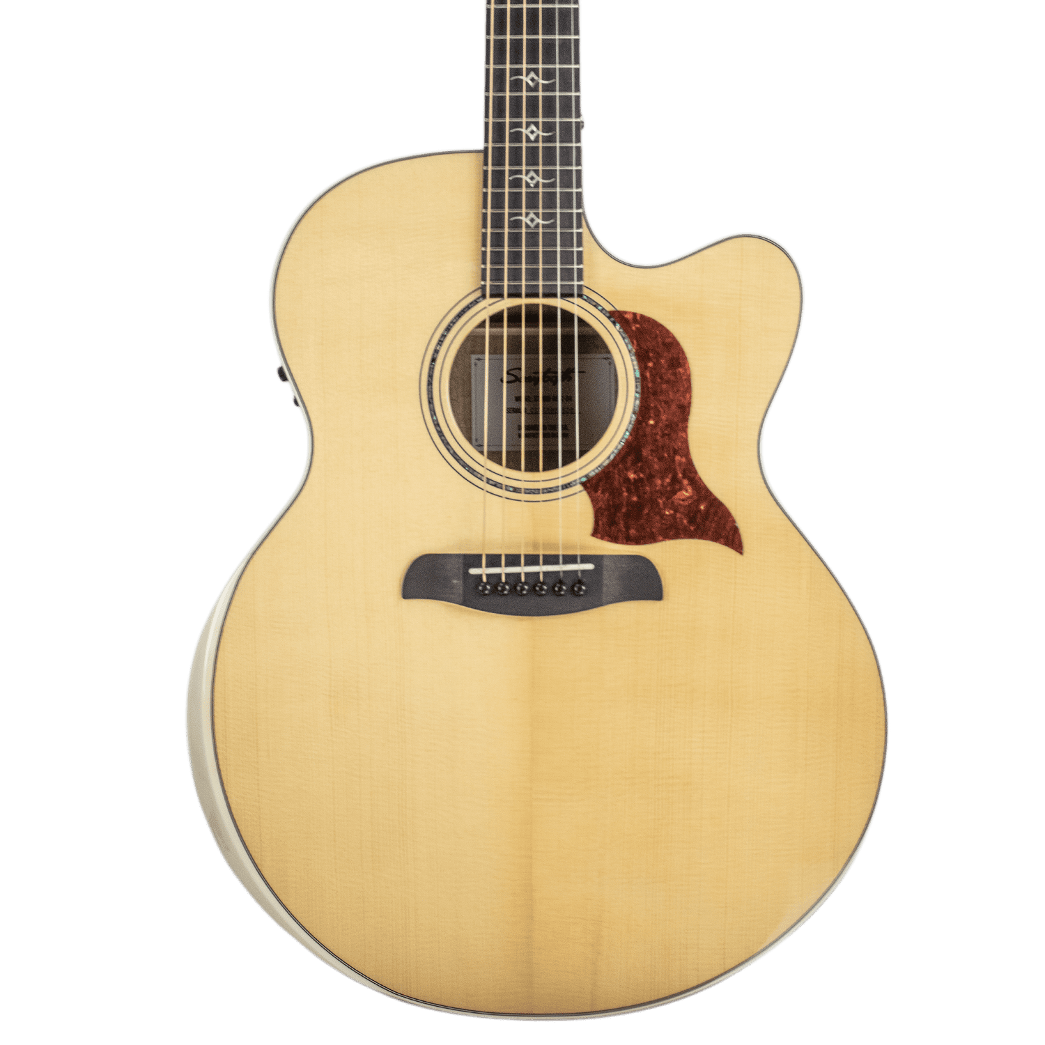 Sawtooth Myrtlewood Jumbo Cutaway 24 Fret Acoustic Electric Guitar with Spruce Top