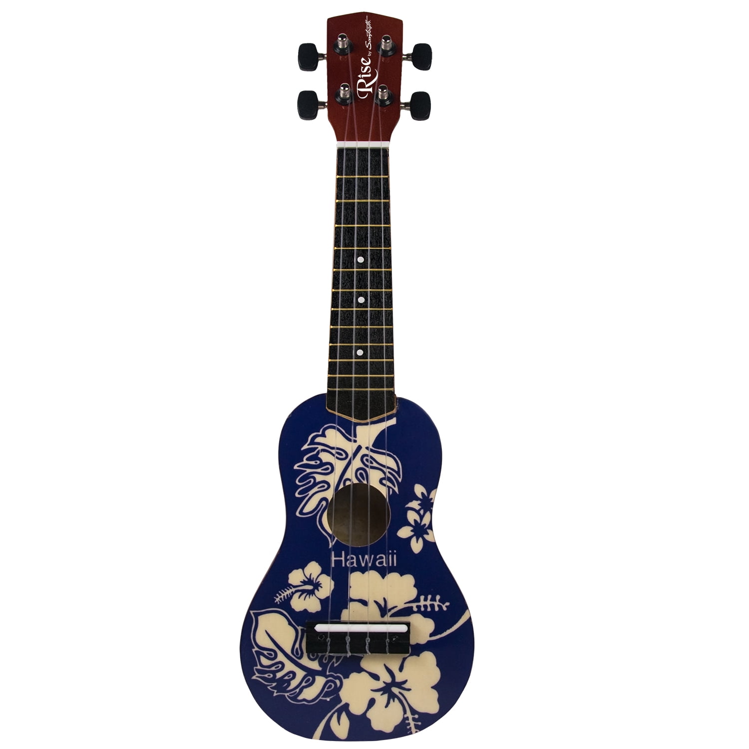 Sawtooth Rise Hawaii Beginners Ukulele with Case, Clip on Tuner, Chord Guide, Picks, and Free Music Lessons, Blue