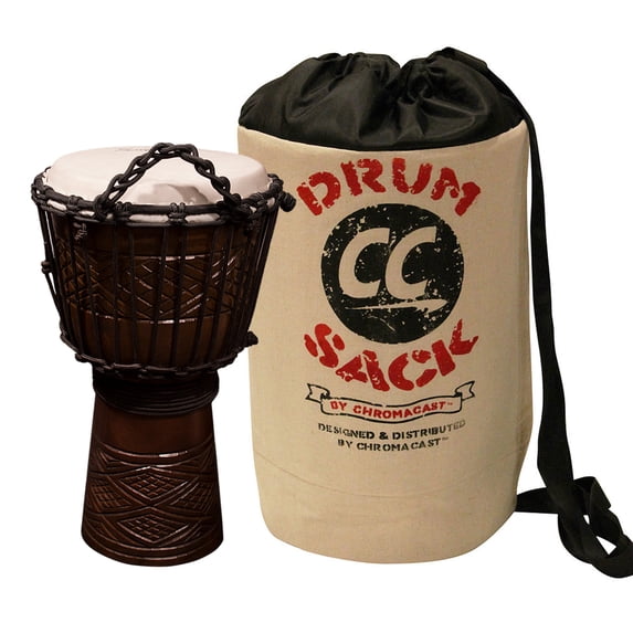 Sawtooth Tribe Series 8" Hand Carved Congo Design Rope Djembe with Drum Sack Carry Bag