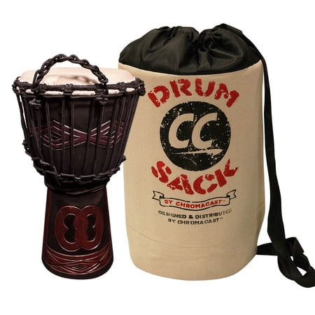 Sawtooth Tribe Series 8" Hand Carved Unity Design Rope Djembe with Drum Sack Carry Bag