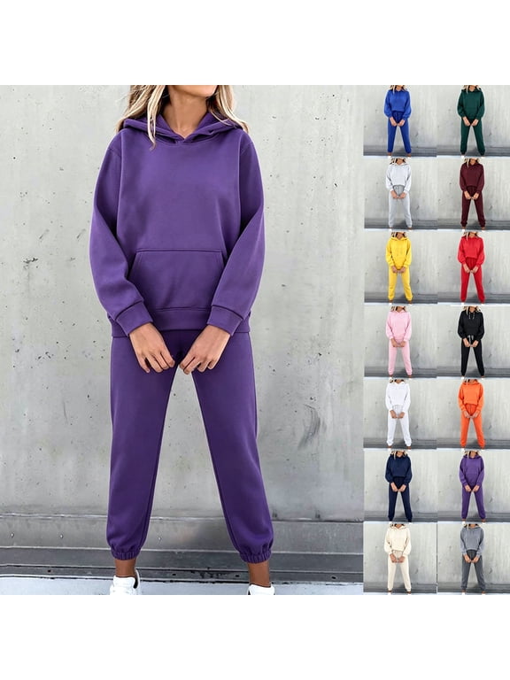 2PCS Outfits Men's and Women's Sports Tracksuits Long Sleeve Pullover Hoodies Sweatshirt and Sweatpants Fall Winter Suit