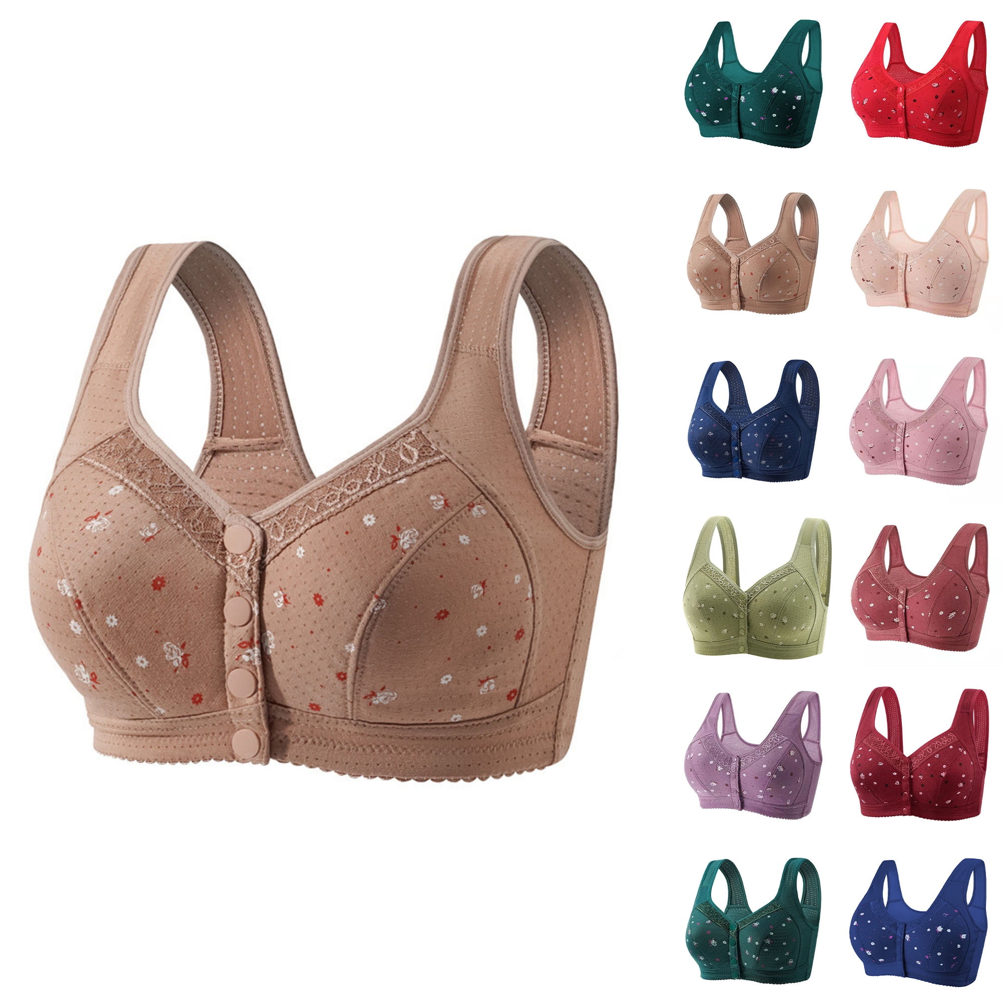 Sawvnm Front Button Bra Front Closure Everyday Sports Bras Comfort ...