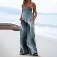 thumbnail image 1 of Sawvnm Jumpers for Women with Pockets Casual Cold Shoulder Jumpsuit Solid Button Suspender Jumpsuits Wide Pocket Leg Pant Jumpsuit, 1 of 6