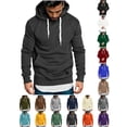 thumbnail image 1 of Sawvnm Men's Hooded Pullover Sweatshirt Long Sleeve Drawstring Pocket Casual Warm Top, 1 of 6