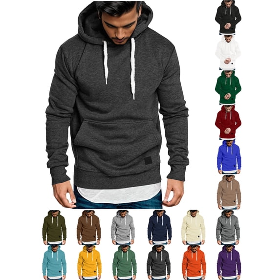 Sawvnm Men's Hooded Pullover Sweatshirt Long Sleeve Drawstring Pocket Casual Warm Top