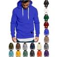 thumbnail image 1 of Sawvnm Men's Hooded Pullover Sweatshirt Long Sleeve Drawstring Pocket Casual Warm Top, 1 of 6