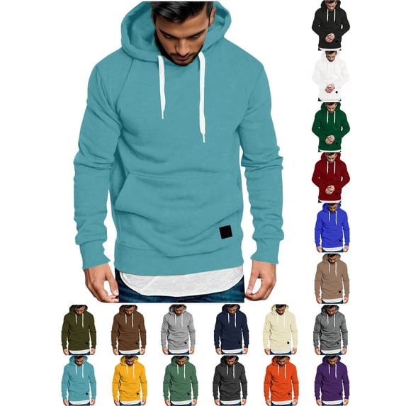 Sawvnm Men's Hooded Pullover Sweatshirt Long Sleeve Drawstring Pocket Casual Warm Top