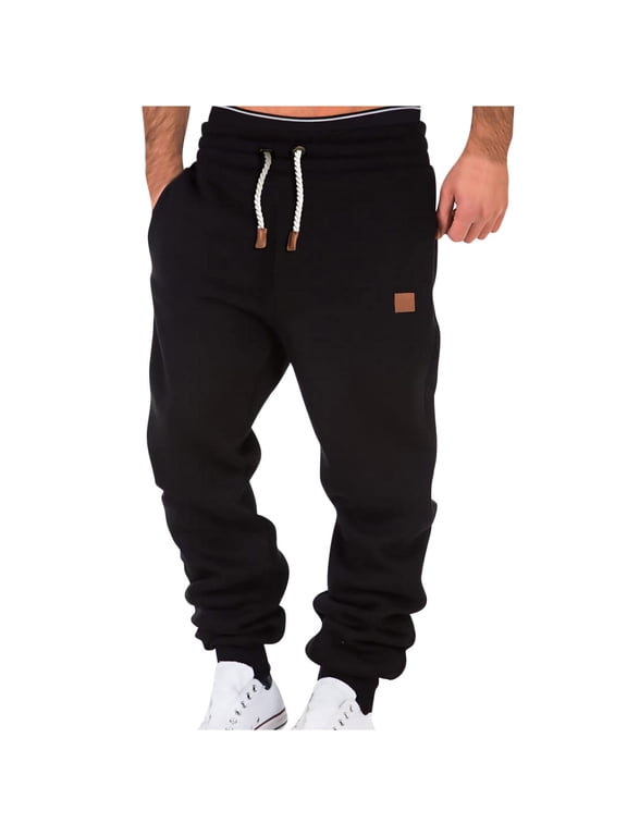 Mens Fashion Joggers Sports Pants - Cotton Pants Sweatpants Trousers Mens Long Pants Early Access Black S
