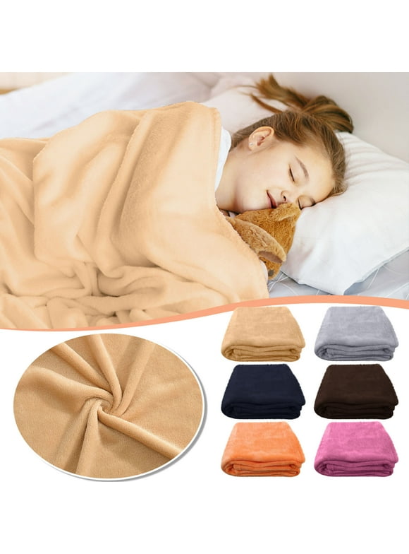 Sawvnm Super Soft Warm Solid Warm Micro Plush Fleece Blanket Throw Rug Sofa Bedding on Clearance