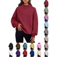 thumbnail image 1 of Sawvnm Sweatshirt for Women Mock Neck Sweatshirt Long Sleeve Pullover Casual Loose Fit Fleece Tops Soft Comfy Fall Winter Warm, 1 of 8