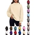 thumbnail image 1 of Sawvnm Sweatshirt for Women Mock Neck Sweatshirt Long Sleeve Pullover Casual Loose Fit Fleece Tops Soft Comfy Fall Winter Warm, 1 of 6