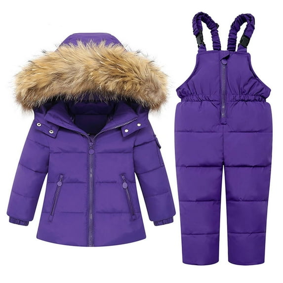 Sawvnm Toddler Snowsuit Down Warm Jacket Coat Jumpsuit Rompers Suit Winter Windproof Ski Suit Snow Pants and Coats for 1-2 Years