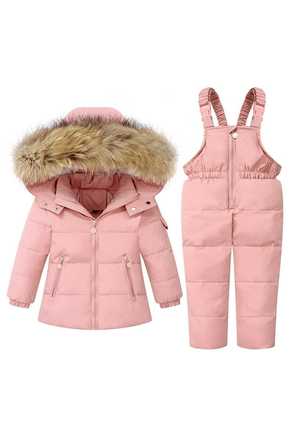 Sawvnm Toddler Snowsuit Down Warm Jacket Coat Jumpsuit Rompers Suit Winter Windproof Ski Suit Snow Pants and Coats for 3-4 Years