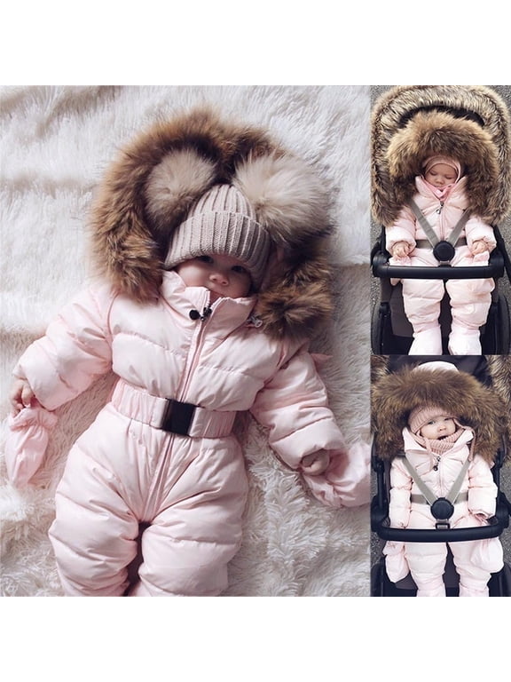 Toddler Snowsuits for 0-3 Months Infant Baby Boy Girl Romper Jacket Hooded Jumpsuit Warm Coat Outerwear Winter Snow Suits for Girls