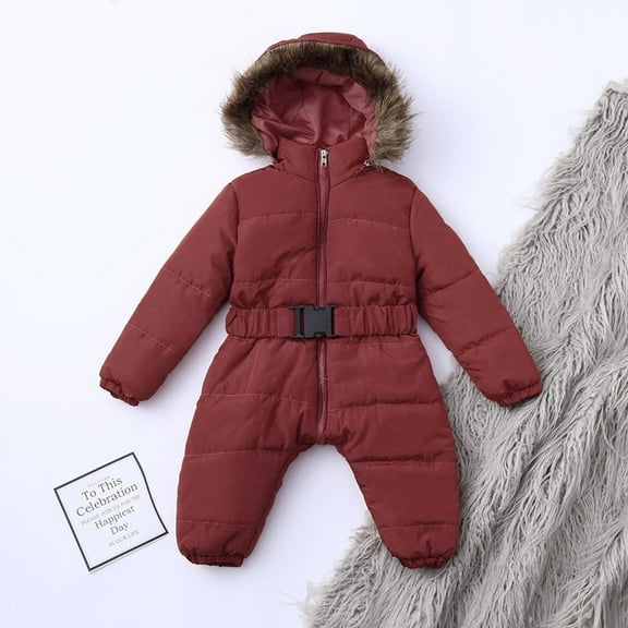Sawvnm Toddler Snowsuits for 0-3 Months Infant Baby Boy Girl Romper Jacket Hooded Jumpsuit Warm Coat Outerwear Winter Snow Suits for Girls