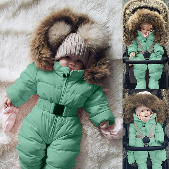 Lenago Toddler Snowsuits for 6-9 Months Baby Boy Girl Romper Jacket Hooded Jumpsuit Warm Coat Outerwear Winter Snow Suits for Girls