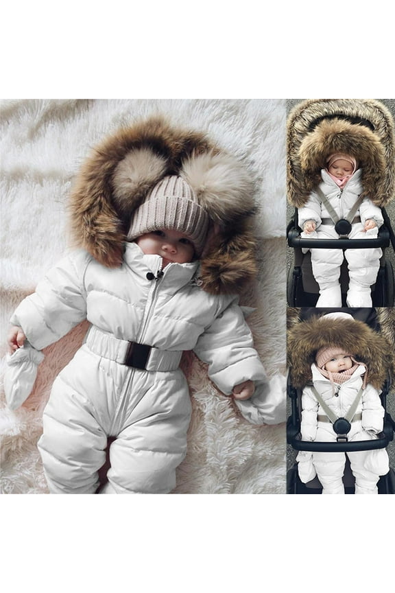 Toddler Snowsuits for 9-12 Months Infant Baby Boy Girl Romper Jacket Hooded Jumpsuit Warm Coat Outerwear Winter Snow Suits for Girls