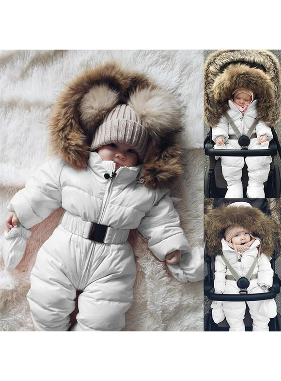 Toddler Snowsuits for 0-3 Months Baby Boy Girl Romper Jacket Hooded Jumpsuit Warm Coat Outerwear Winter Snow Suits for Girls
