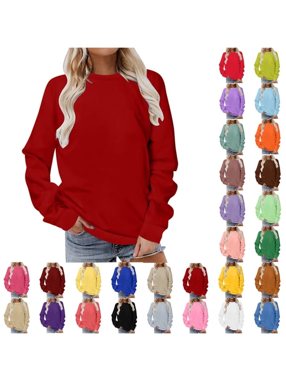 Womens Long Sleeve Crew Neck Sweatshirt Casual Pullover Top