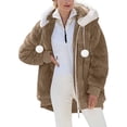 thumbnail image 1 of Baeitkot Winter Long Coats for Women Plus Size Winter Warm Loose Plush Zip Hooded Jacket Coat Gifts Christmas Gift, 1 of 8