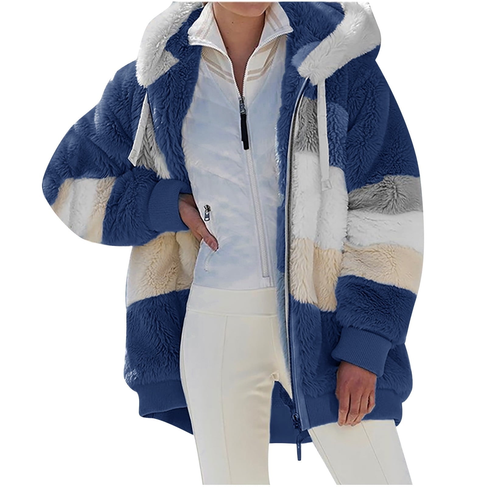 Hooded Plush Zipper Warm Coat