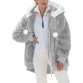 thumbnail image 1 of Livrdious Winter Long Coats for Women Plus Size Winter Warm Loose Plush Zip Hooded Jacket Coat Gifts Christmas Gift, 1 of 8