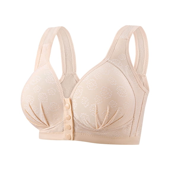 Sawvnm Women Bras Women's Fashion Wireless Push-Up Three Buckle Breathable Bralette Large Cup Daily Wear
