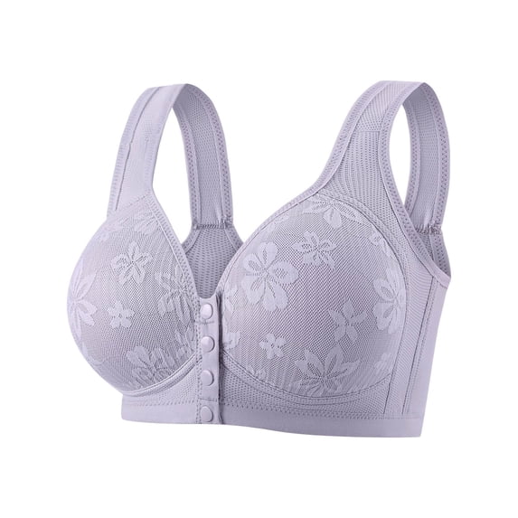 Sawvnm Women Bras Women's Fashionable Underwire-free Gathering Front Button-up Breathable Bra Large Cup Daily Bra