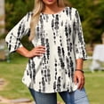 thumbnail image 1 of Sawvnm Women Tops Fashion Women's Fashion Loose Casual Printing 3/4 Sleeve T-Shirt Round Neck Plus Size Top Women Cute Tops White 4XL, 1 of 5