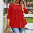 thumbnail image 1 of Sawvnm Women causal Tops Women's Fashion Loose Casual 3/4 Sleeve T-Shirt Round Neck Plus Size Top Womens Tops Trendy Red XL, 1 of 6
