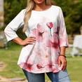 thumbnail image 1 of Sawvnm Women causal Tops Women's Fashion Loose Casual Printing 3/4 Sleeve T-Shirt Round Neck Plus Size Top Womens Tops Trendy White XL, 1 of 5