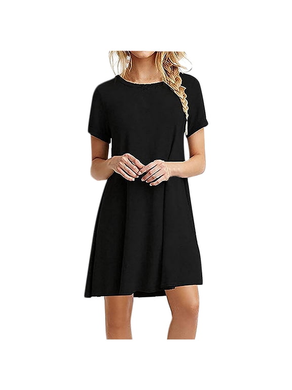 Women's Crewneck Short Sleeve Standard-Fit Midi T - Shirt Dress