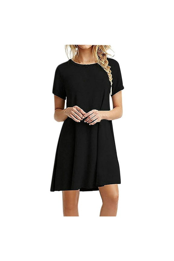 Women's Crewneck Short Sleeve Standard-Fit Midi T - Shirt Dress