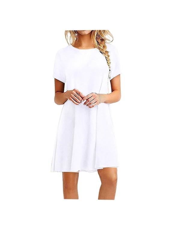 Women's Crewneck Short Sleeve Standard-Fit Midi T - Shirt Dress