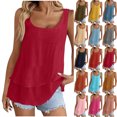 thumbnail image 1 of Sawvnm Womens Sleeveless Tank Top Loose Fit Summer Blouse Casual Scoop Neck Flowy Layered Shirt Lightweight Breathable Solid Color Tunic Top for Daily Wear Vacation Beach, 1 of 9
