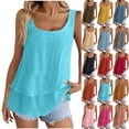 thumbnail image 1 of Sawvnm Womens Sleeveless Tank Top Loose Fit Summer Blouse Casual Scoop Neck Flowy Layered Shirt Lightweight Breathable Solid Color Tunic Top for Daily Wear Vacation Beach, 1 of 9