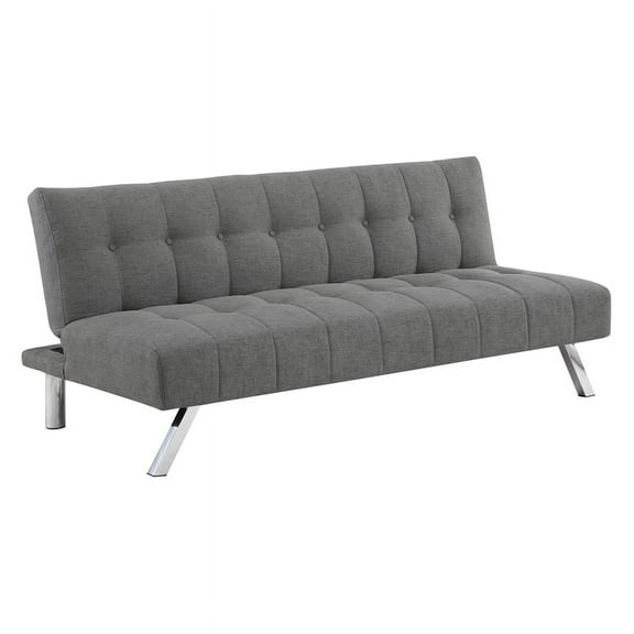Sawyer Futon in Gray Fabric with Stainless Steel Legs