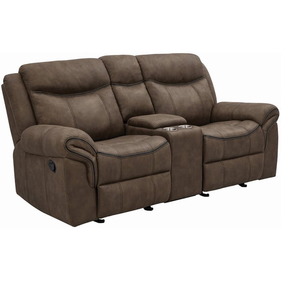 Coaster Sawyer Glider Loveseat with Console in Macchiato