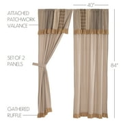 VHC Brands Sawyer Mill Farmhouse Curtains Lined Panel Pair with Attached Valance for Living Room Bedroom Kitchen Window Decor Plaid Curtain Rod Pocket