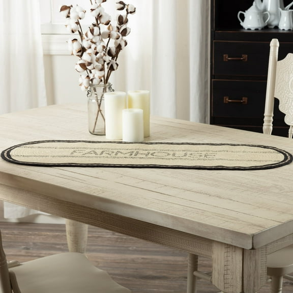 VHC Brands Tabletop & Kitchen-Sawyer Mill White Farmhouse Jute Runner, 13x36, Unique