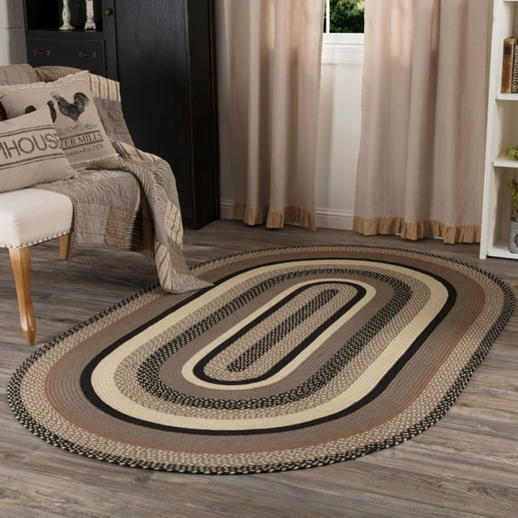 VHC Brands Sawyer Mill Small Jute Area Rug Farmhouse Country Style Doormat Non Skid Pad (Oval Rug 60x96)