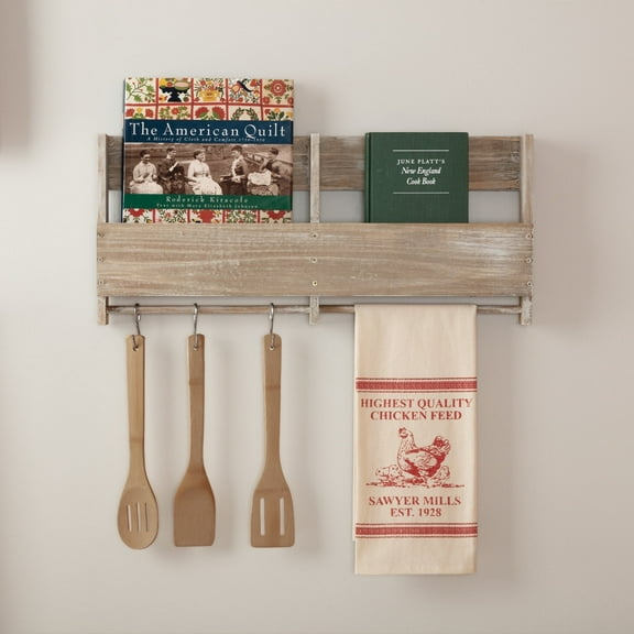 VHC Brands Sawyer Mill Chicken Nature Print Muslin Cotton Farmhouse Tabletop Fabric Loop Stenciled Kitchen Towel, Country Red