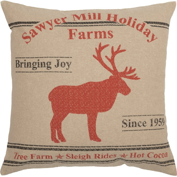 VHC Brands Sawyer Mill Reindeer Pillow 18x18